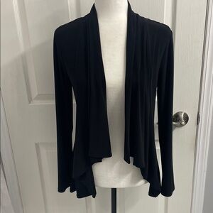 Joseph Ribkoff Elegant Fitted Black Cover Up Jacket Long Sleeves Lace Back Sz 10